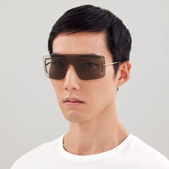 NEW AM0412S 002 ALEXANDER MCQUEEN SHIELD UNISEX SUNGLASSES